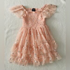 Lilt Girl Smocked Dress 4 Pink Floral A-Line Ruffles Tiered Easter Spring Summer
